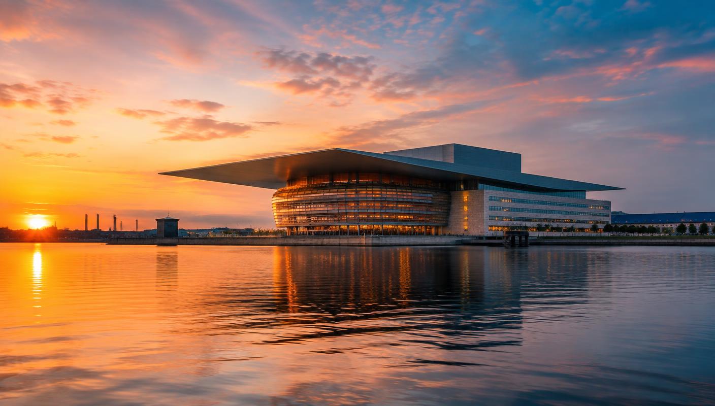 Ópera de Copenhague ao entardecer